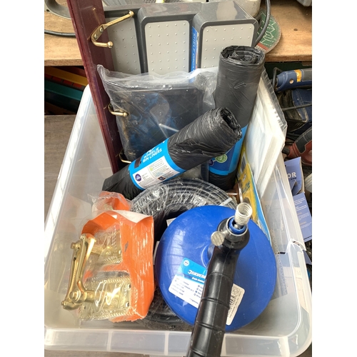 1072B - Two boxes, one containing power tools and one containing various items to include light bulbs, refus... 