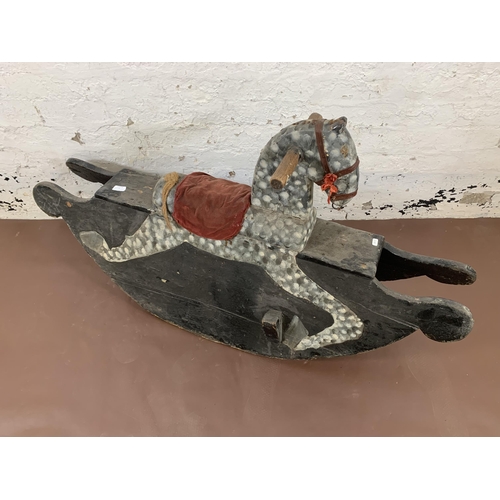 168 - A Victorian hand painted pine rocking horse - approx. 73cm high x 35cm wide x 132cm deep