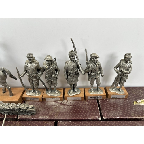 476 - A collection French Les Etains pewter figurines to include Officier De Chasseur, Infamterie Britanni... 