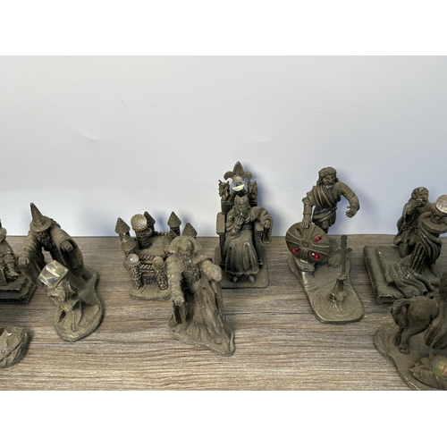 484 - Thirteen WAPW pewter figurines by Roger Gibbons and Mark Locker to include The Return of Excalibur, ... 