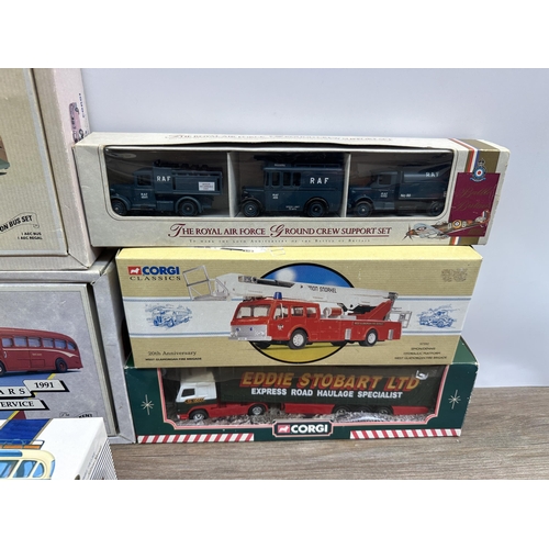 500 - Ten boxed diecast model vehicles to include Corgi Devon Bus Set - model No. 97071, Corgi Ribble Leyl... 