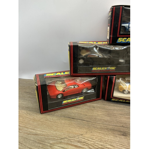 507 - Six vintage boxed Scalextric slot cars, C.379 Ford Capri 3.0s, C.391 Ferrari GTO, C.310 Ferrari F40,... 