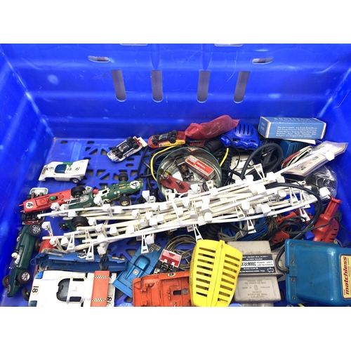 510 - A collection of Scalextric accessories to include trackside stand, slot cars, magazines, Matchless p... 