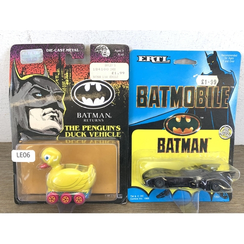 511 - Four boxed Batman Returns diecast model vehicles and figurines comprising The Penguin's Duck vehicle... 