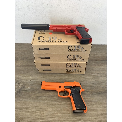 530 - Five Airsoft BB guns comprising four boxed R1939-1945 C.19 + and one other