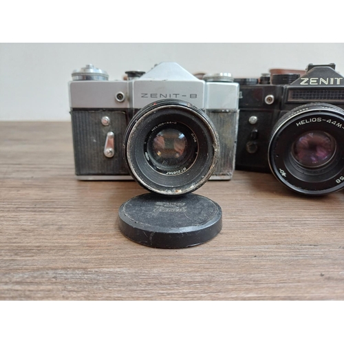 708 - Six Eastern European 35mm cameras, three cased FED screwmount rangefinder, FED 3b  fitted with Indus... 