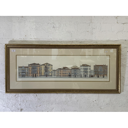 290 - A framed Venetian scene print - approx. 51cm high x 117cm wide