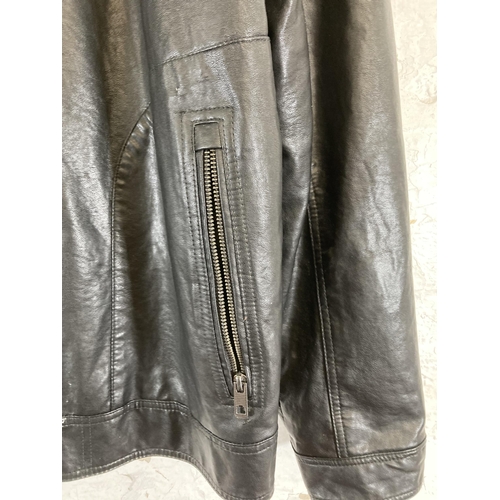 553 - An F & F black leatherette jacket - size 2XL