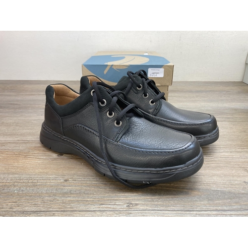 561A - Three boxed brand new Clarks men's shoes comprising black leather Abode Strap - size UK 8, black lea... 