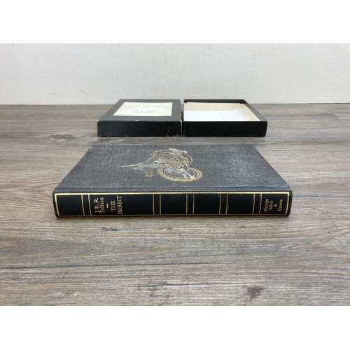 566 - A boxed 1979 The Hobbit Or There and Back Again De Luxe Edition hardback book with India paper and s... 