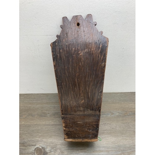 596 - A Georgian mahogany candle box - approx. 47cm high x 22cm wide