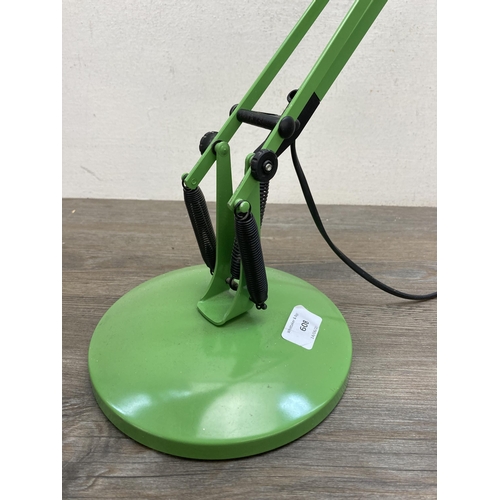 608 - A vintage Anglepoise model 90 green metal desk lamp