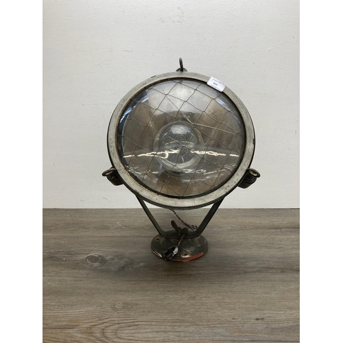 615 - A vintage industrial black enamel spotlight