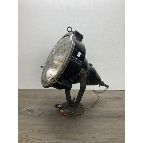 615 - A vintage industrial black enamel spotlight