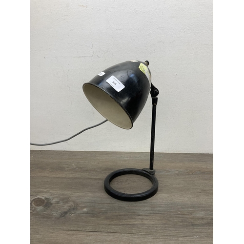 616 - An early/mid 20th century black metal adjustable desk lamp