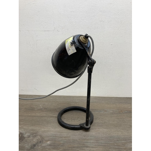 616 - An early/mid 20th century black metal adjustable desk lamp