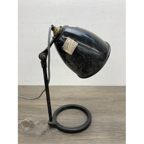 616 - An early/mid 20th century black metal adjustable desk lamp