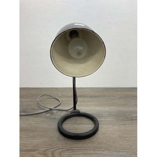 616 - An early/mid 20th century black metal adjustable desk lamp