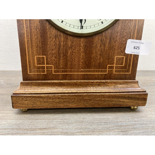 625 - An Edwardian inlaid mahogany cased chiming mantel clock - approx. 31cm high x 21cm wide x 14.5cm dee... 