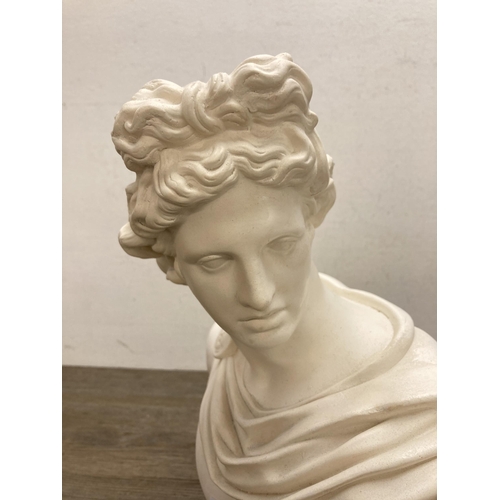 649A - A Roman style scholar white painted bust - approx. 33cm high