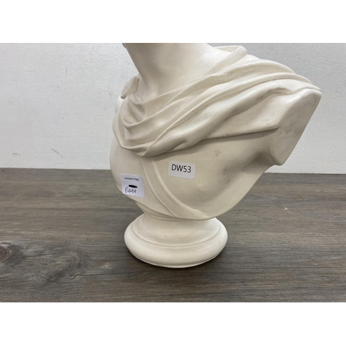 649A - A Roman style scholar white painted bust - approx. 33cm high