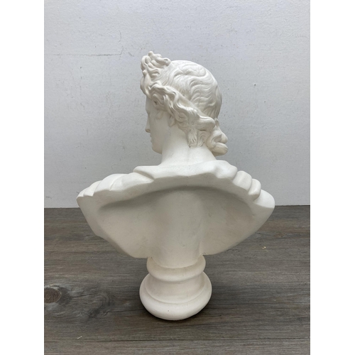 649A - A Roman style scholar white painted bust - approx. 33cm high