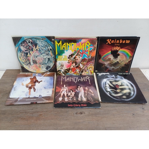 735 - A collection of rock LP vinyl records to include The Rolling Stones, Whitesnake, Twisted Sister (pop... 