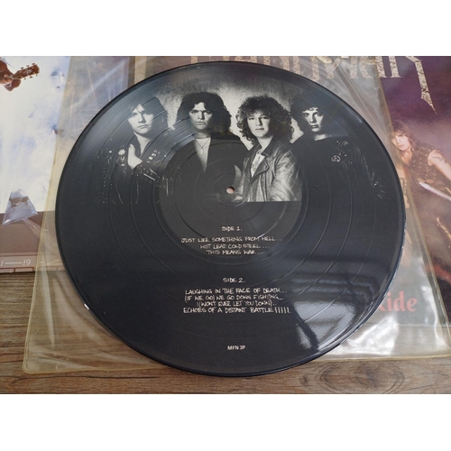 735 - A collection of rock LP vinyl records to include The Rolling Stones, Whitesnake, Twisted Sister (pop... 