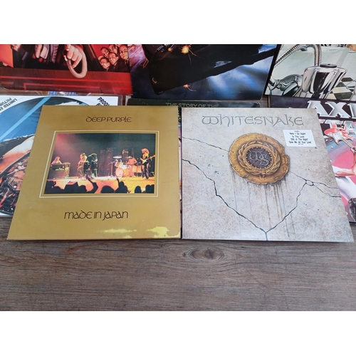 735 - A collection of rock LP vinyl records to include The Rolling Stones, Whitesnake, Twisted Sister (pop... 