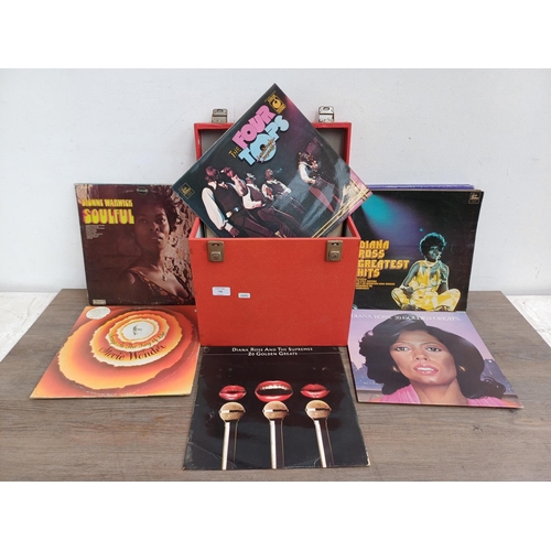 736 - A record case containing soul and Motown LP vinyl records to include Diana Ross, 'The Motown Story' ... 