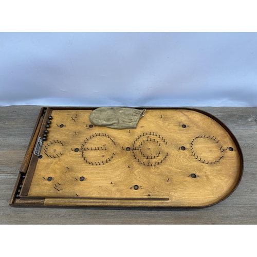 474 - A vintage wooden bagatelle board - approx. 77cm high x 39cm wide