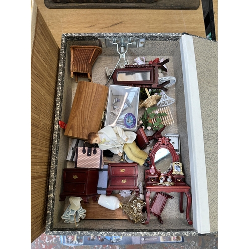 537A - Three boxes containing a collection of doll's house furniture and accessories