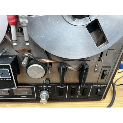 794 - An Akai 4000DS three-head solid-state reel-to-reel tape recorder with Sony F-99A stereo dynamic micr... 