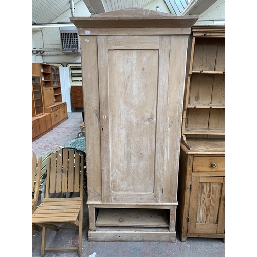 109 - A Victorian pine single door wardrobe - approx. 205cm high x 93cm wide x 49cm deep