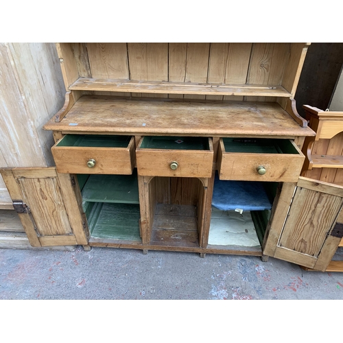 110 - A Victorian pine Welsh dresser - approx. 200cm high x 129cm wide x 47cm deep