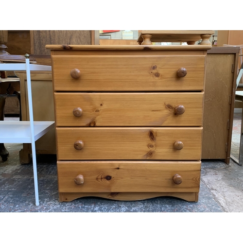 118 - A modern pine chest of drawers - approx. 70cm high x 66cm wide x 45cm deep