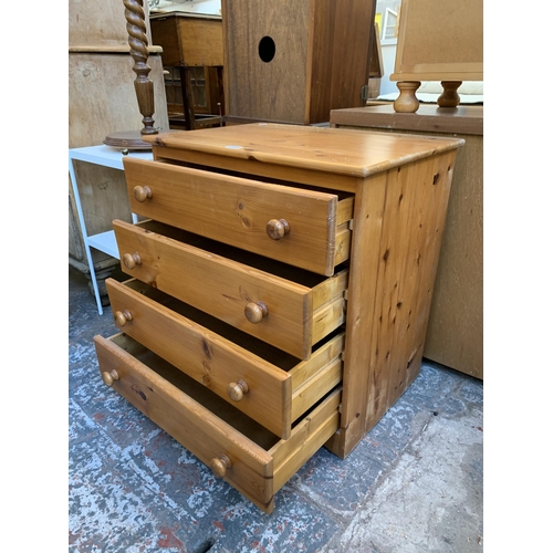 118 - A modern pine chest of drawers - approx. 70cm high x 66cm wide x 45cm deep