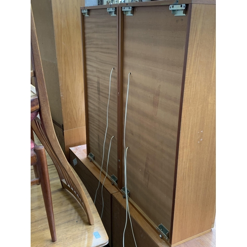 129 - A pair of mid 20th century Tapley 33 teak wall mountable display cabinets - approx. 112cm high x 56c... 