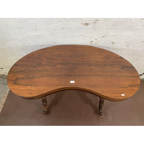 142 - A 19th century rosewood kidney shaped hall table - approx. 74cm high x 123cm wide x 59cm deep