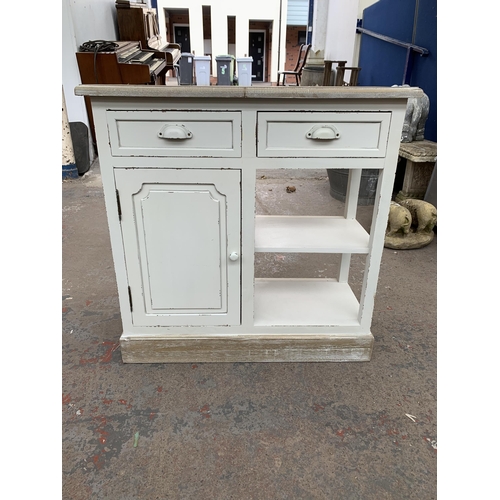 146 - A modern limed hardwood and white painted sideboard - approx. 82cm high x 82cm wide x 35cm deep