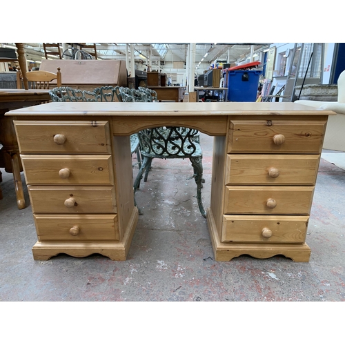 148 - A modern solid pine dressing table - approx. 71cm high x 131cm wide x 40cm deep