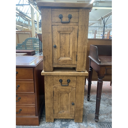156 - A pair of Halo rustic pine bedside cabinets - approx. 67cm high x 51cm wide x 41cm deep