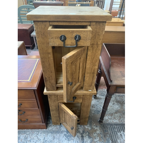 156 - A pair of Halo rustic pine bedside cabinets - approx. 67cm high x 51cm wide x 41cm deep