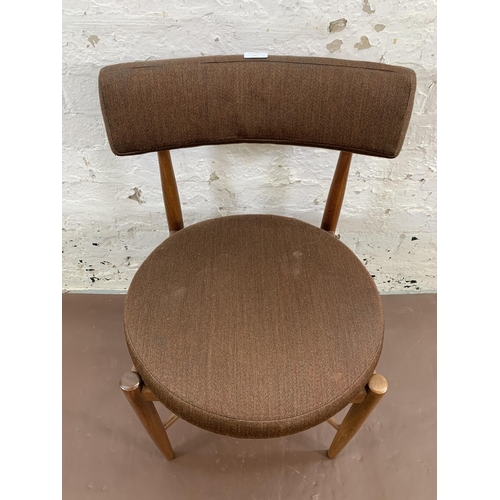 17 - Four mid 20th century G Plan Fresco teak and brown fabric upholstered dining chairs by Victor Wilkin... 