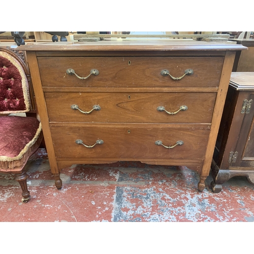 172 - An Edwardian mahogany chest of drawers - approx. 80cm high x 92cm wide x 48cm deep