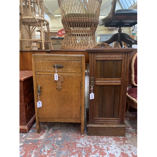 174 - Two cabinets, one late 19th/early 20th century carved walnut and one Art Deco style oak