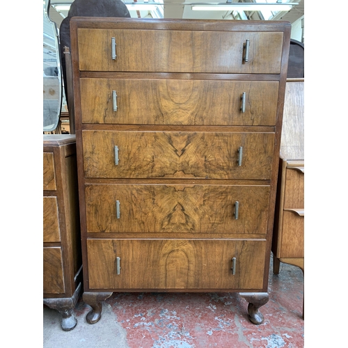 179 - An Art Deco style walnut chest of drawers - approx. 124cm high x 76cm wide x 48cm deep