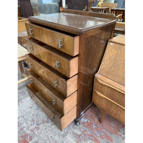 179 - An Art Deco style walnut chest of drawers - approx. 124cm high x 76cm wide x 48cm deep