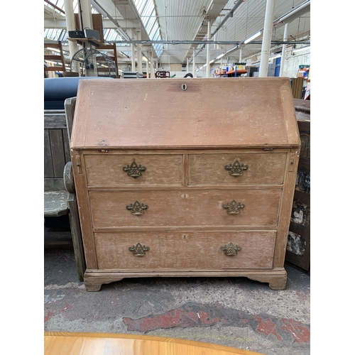 190 - A 19th century pine bureau - approx. 110cm high x 105cm wide x 52cm deep