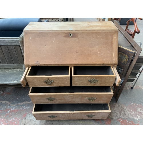 190 - A 19th century pine bureau - approx. 110cm high x 105cm wide x 52cm deep